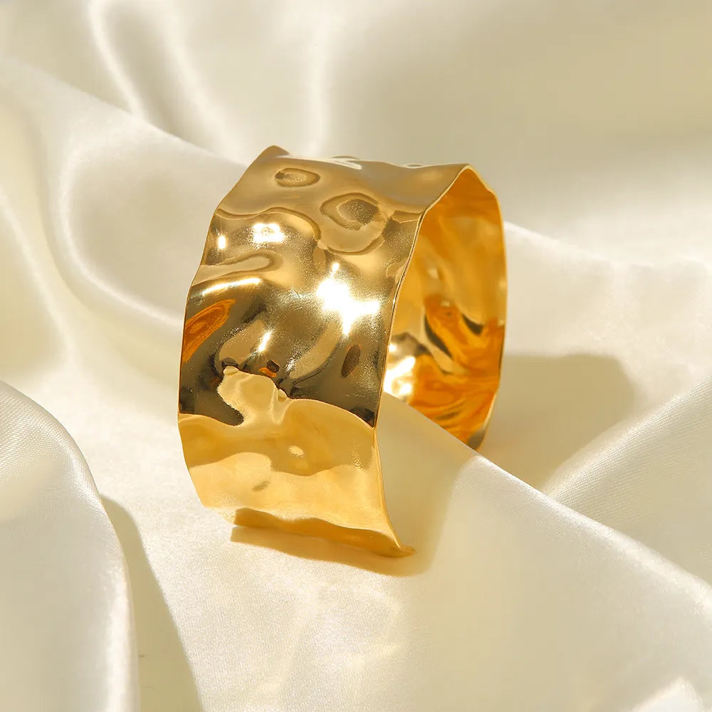 Exaggerated Hammered Gold Plated Cuff