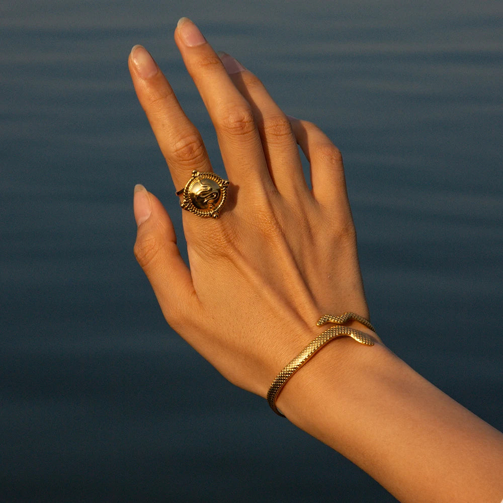 Sun Signet Gold Plated Ring