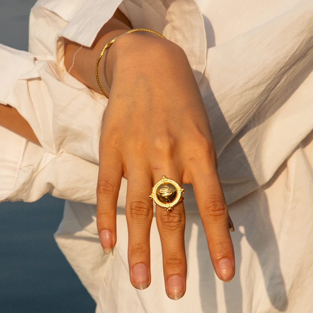 Sun Signet Gold Plated Ring