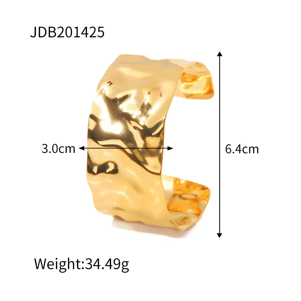 Exaggerated Hammered Gold Plated Cuff