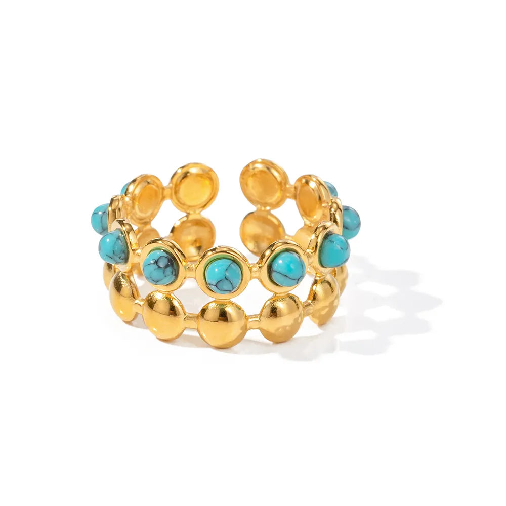Turquoise Natural 18k Plated Rings Earrings Necklace