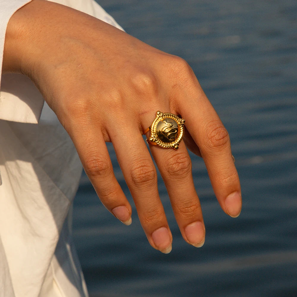 Sun Signet Gold Plated Ring