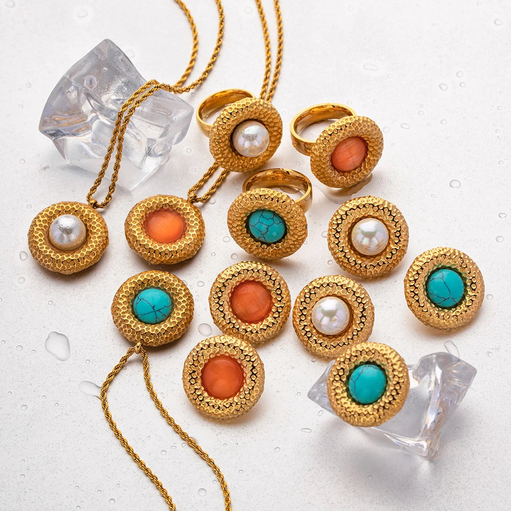Cabo Gold Plated Earrings Necklace Rings