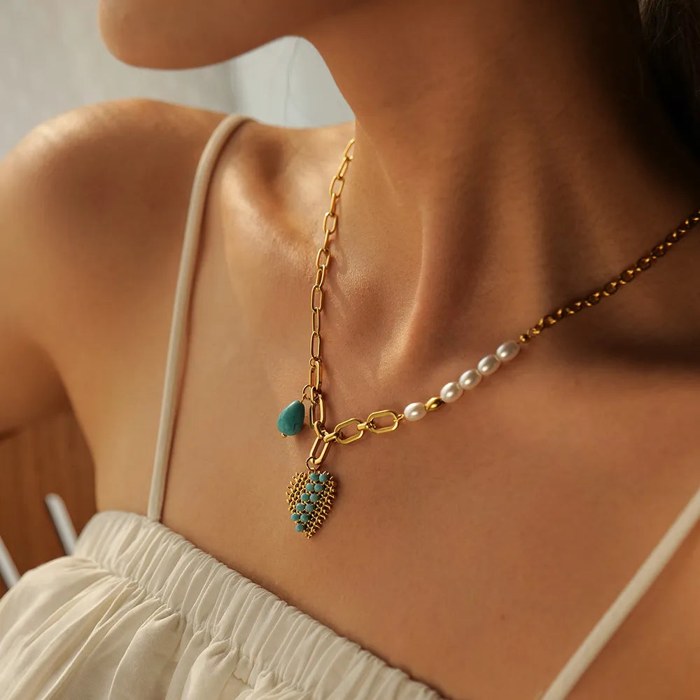 Turquoise Natural 18k Plated Rings Earrings Necklace