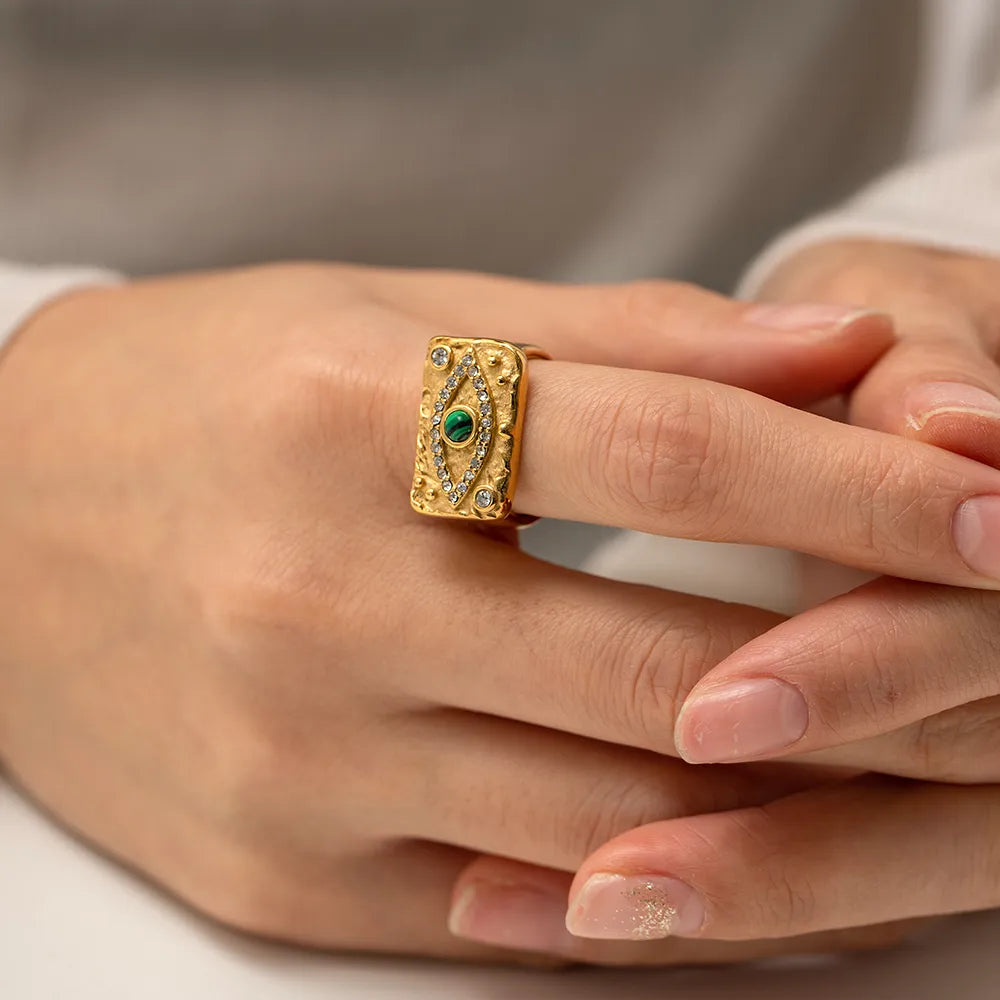 Evil Eye 18K Gold Plated Ring
