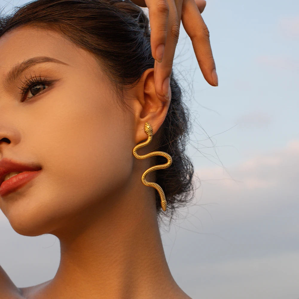 Serpentine 18K Gold Plated Earrings