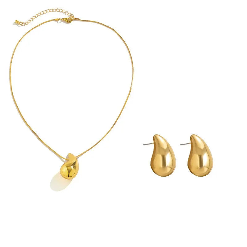Kendal 2Pcs White Gold Plated Earrings & Necklace