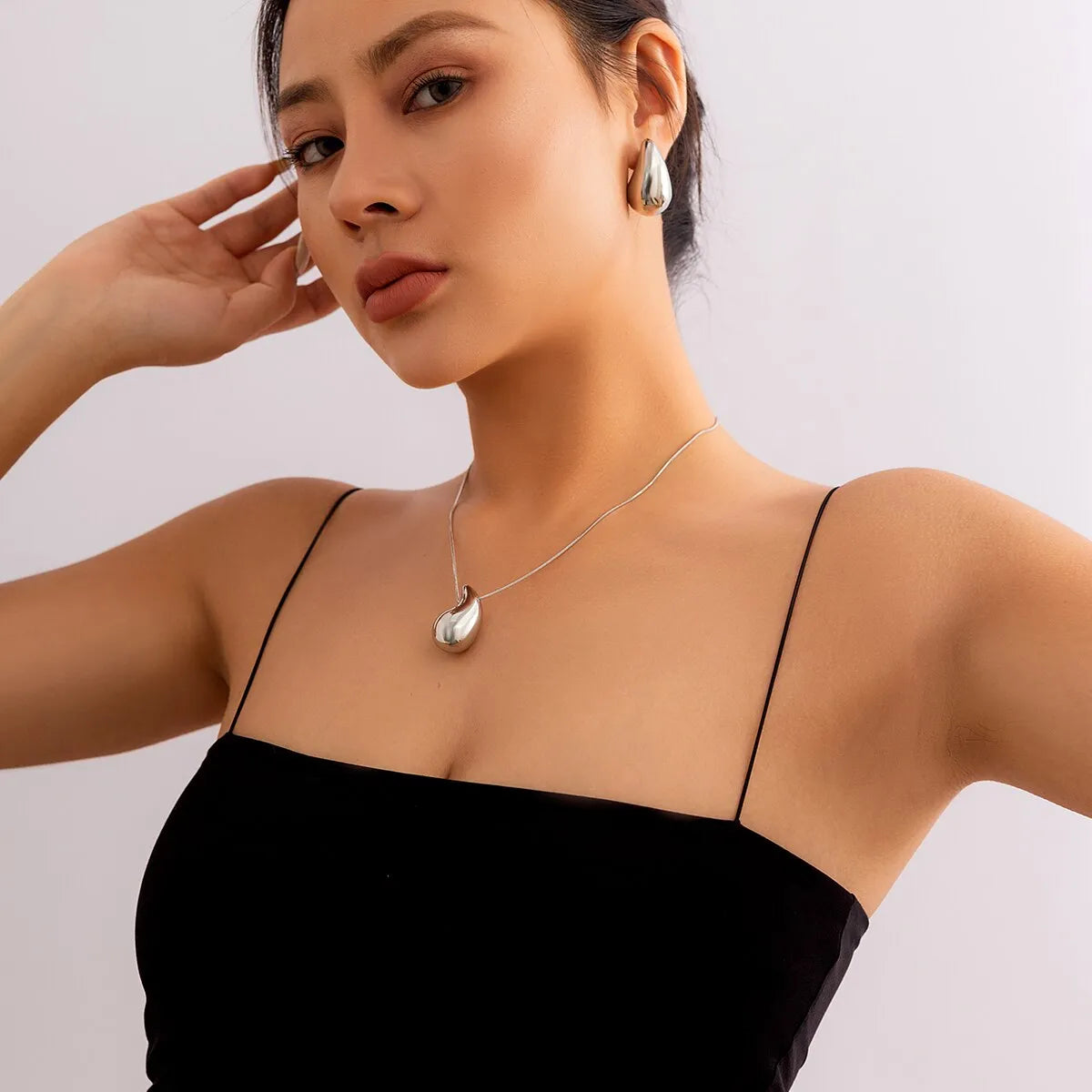 Kendal 2Pcs White Gold Plated Earrings & Necklace