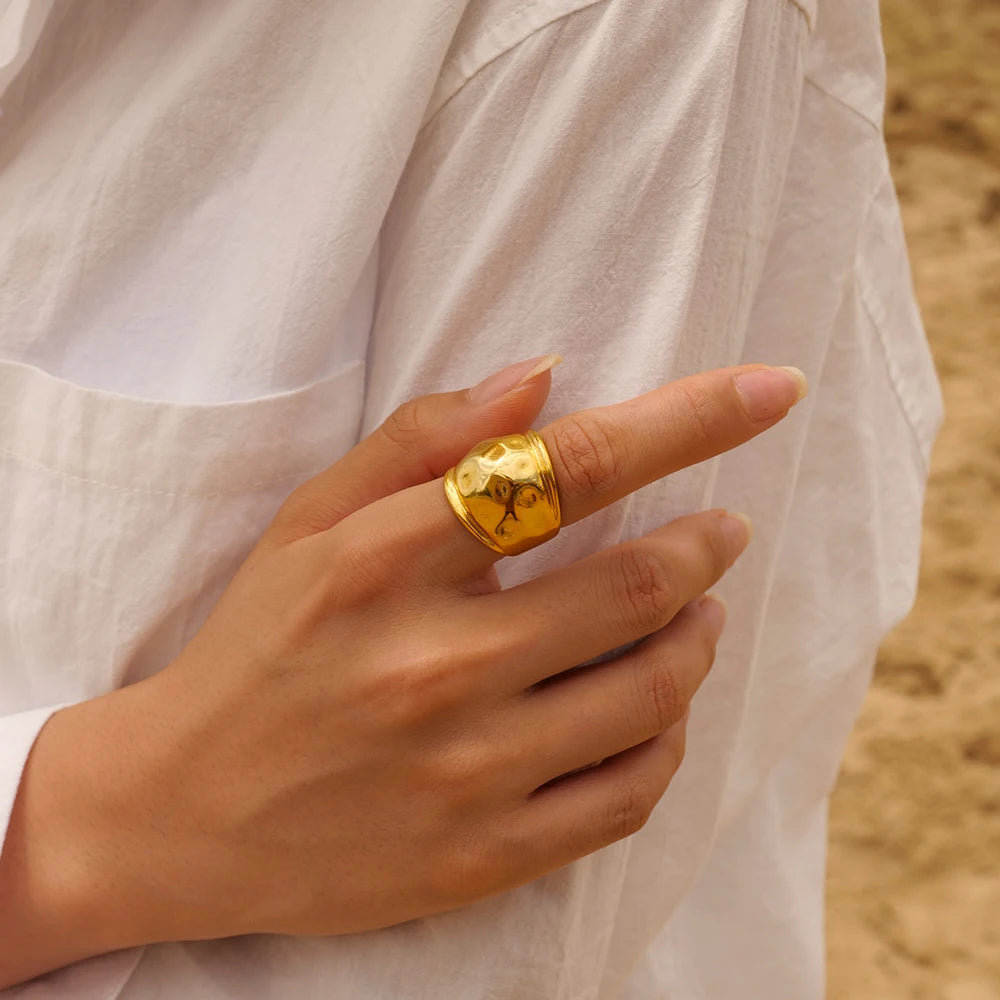 Geometric 18K Plated Gold Ring