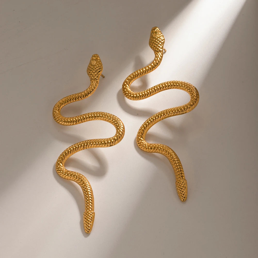 Serpentine 18K Gold Plated Earrings