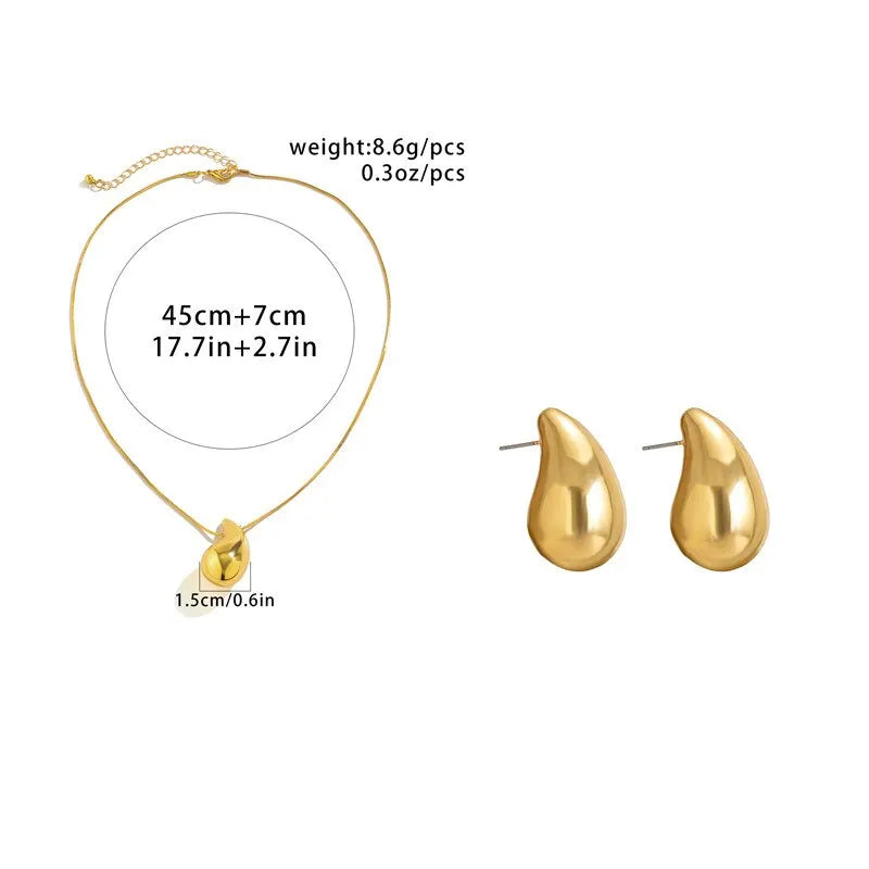 Kendal 2Pcs White Gold Plated Earrings & Necklace