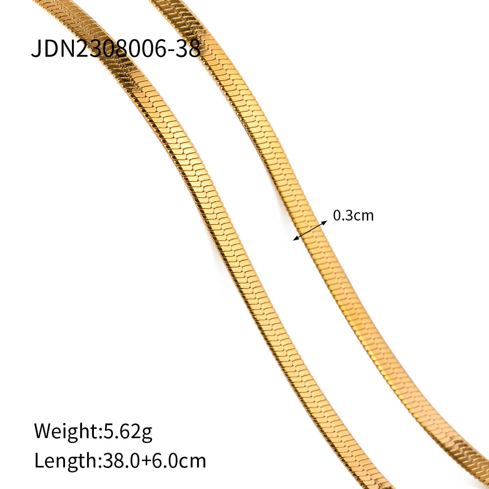 Vintage 18k Gold Plated Herringbone Snake Chain