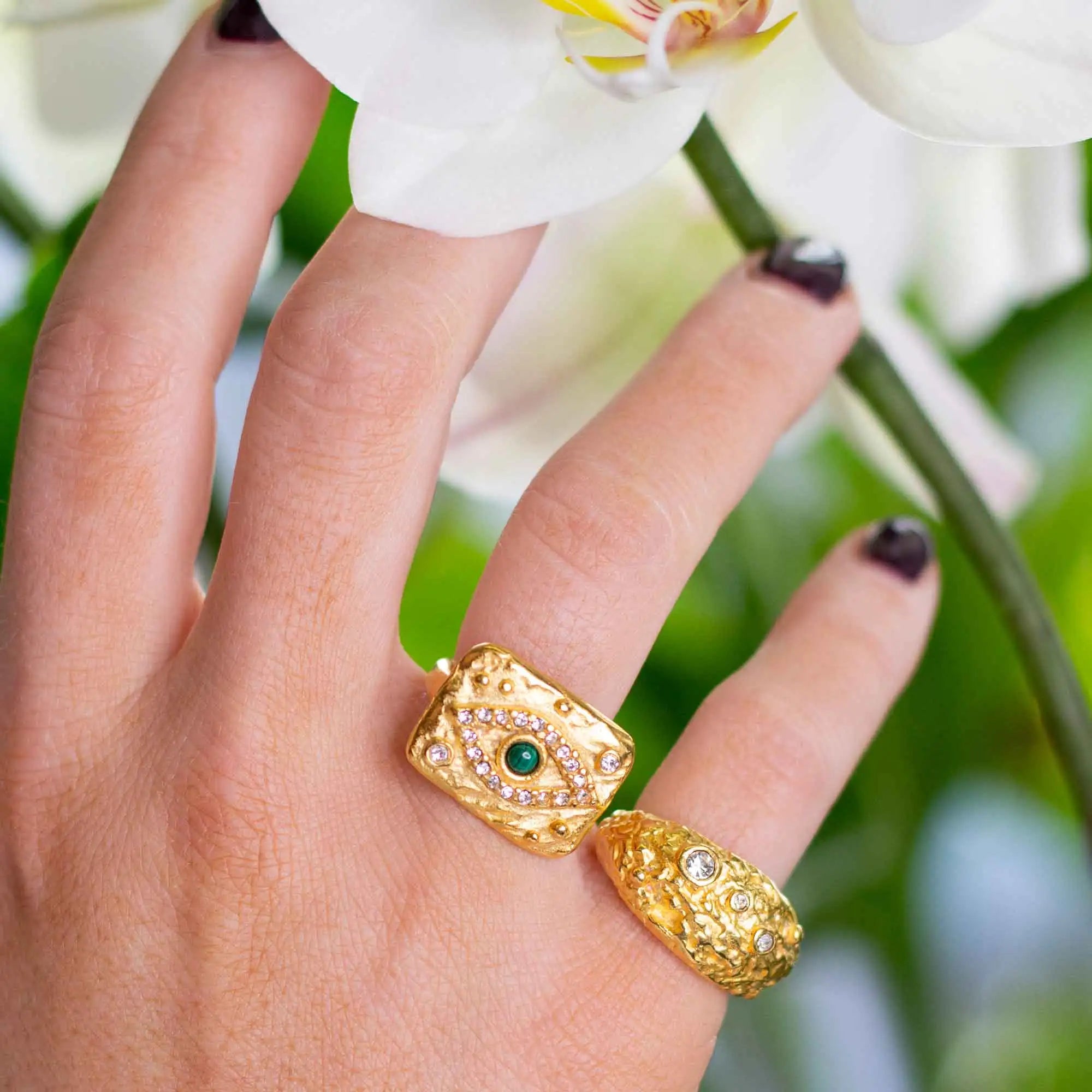 Evil Eye 18K Gold Plated Ring