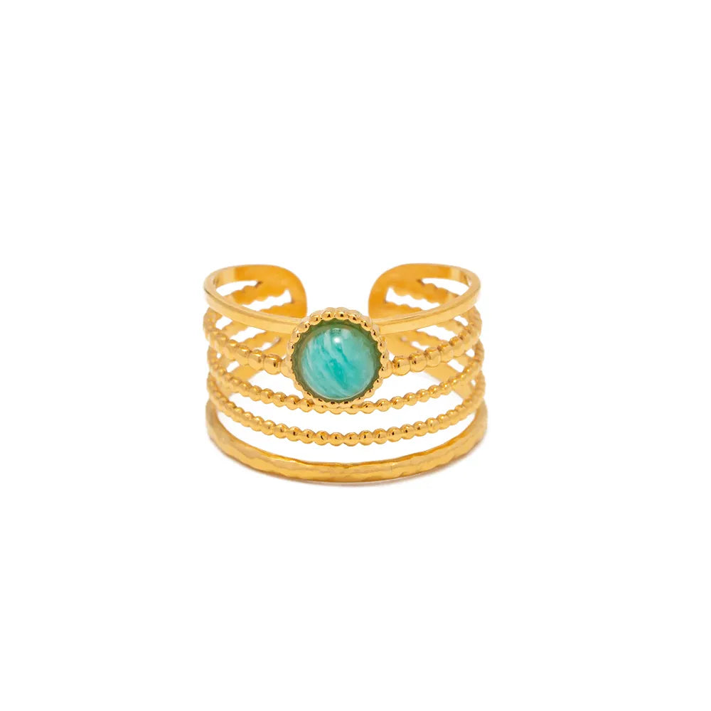 Boho Turquoise Malachite Gold Plated Rings