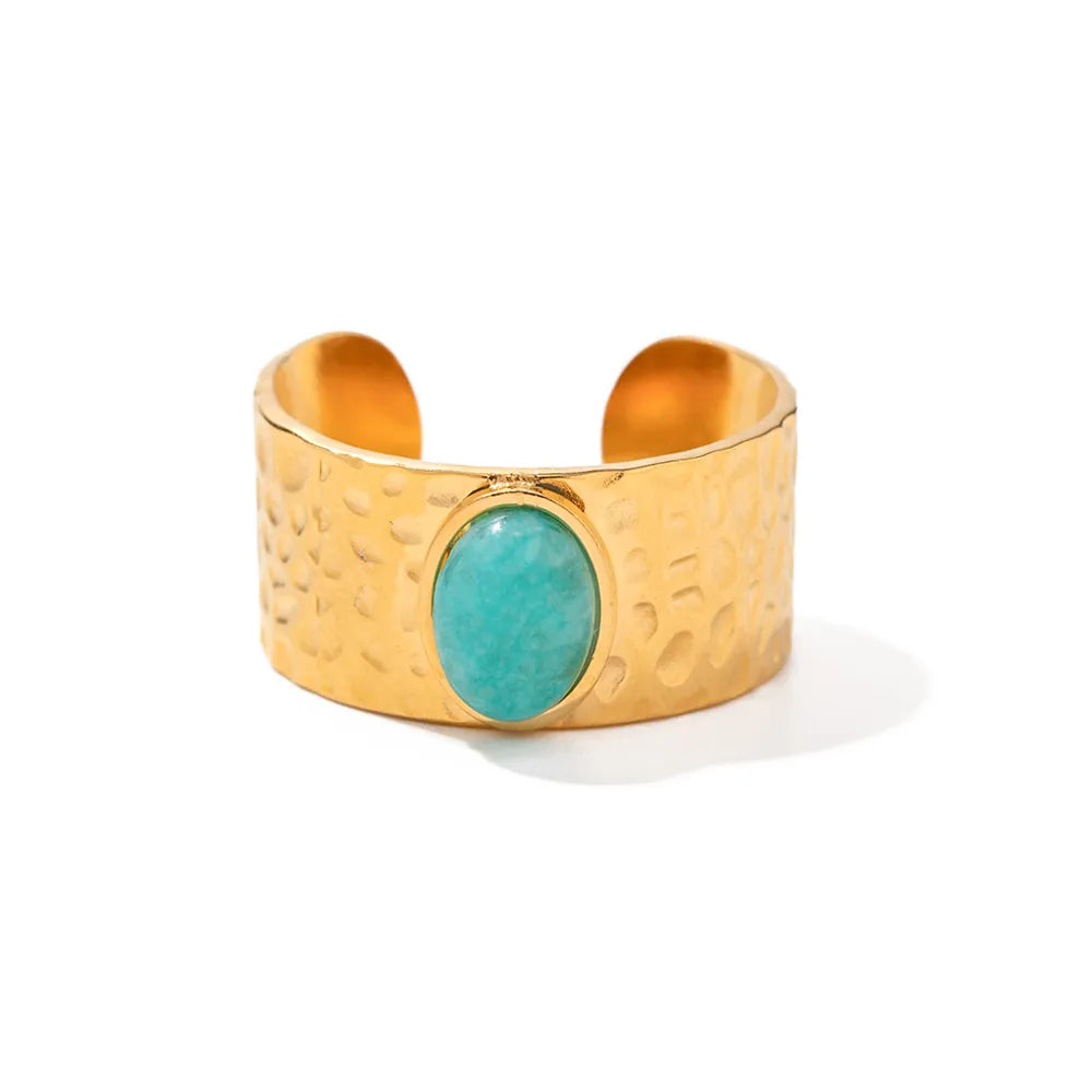 Boho Turquoise Malachite Gold Plated Rings
