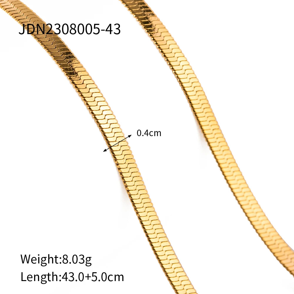 Vintage 18k Gold Plated Herringbone Snake Chain