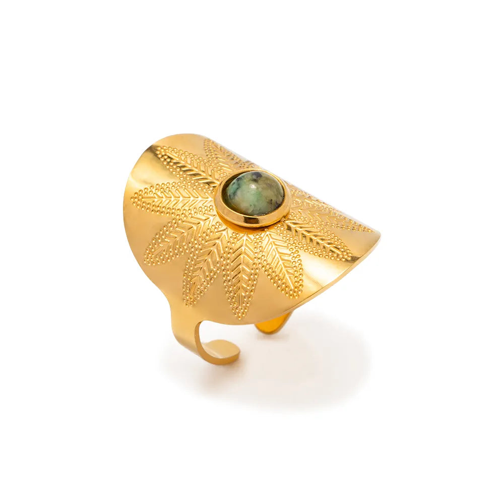 Boho Turquoise Malachite Gold Plated Rings