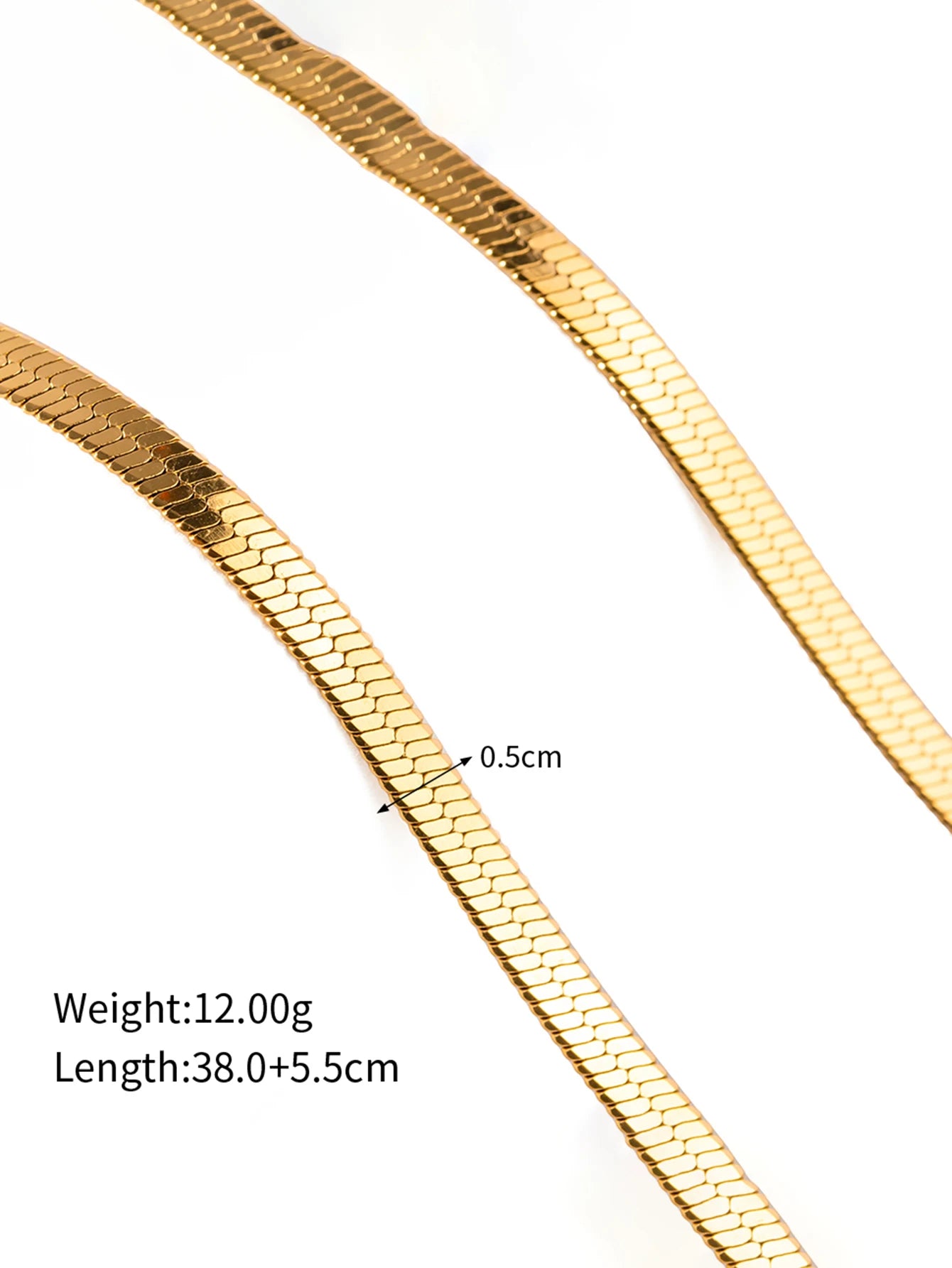 Vintage 18k Gold Plated Herringbone Snake Chain