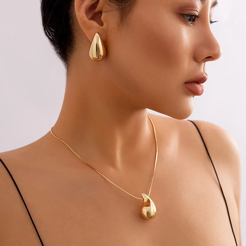 Kendal 2Pcs White Gold Plated Earrings & Necklace