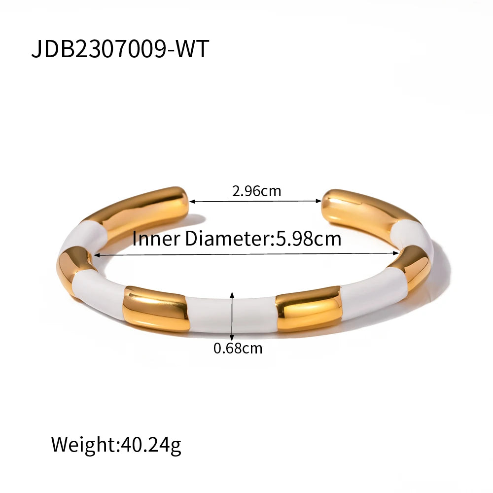 Stacking Black And White 18kt Gold Plated Cuff Bangles