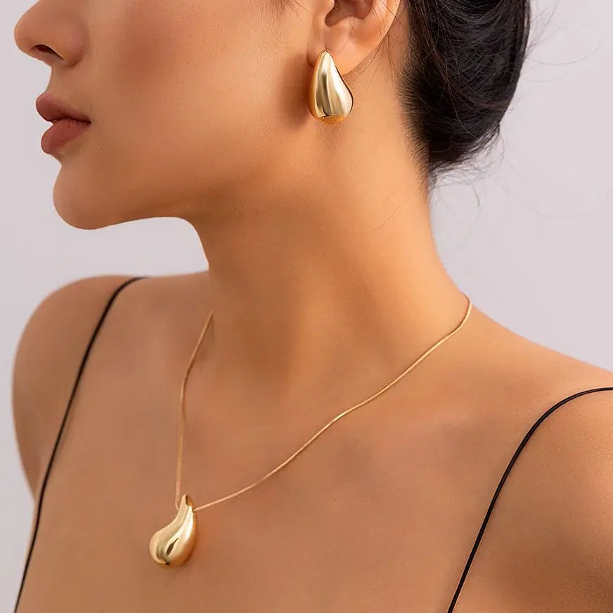 Kendal 2Pcs White Gold Plated Earrings & Necklace