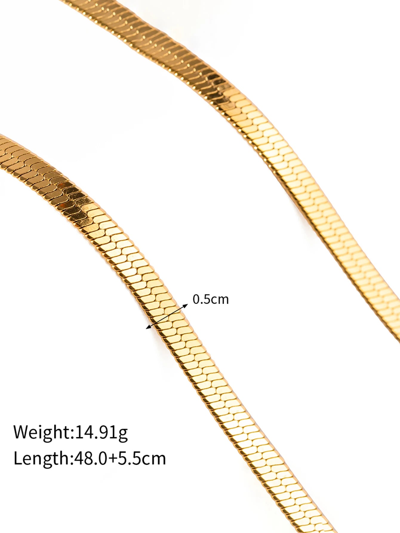 Vintage 18k Gold Plated Herringbone Snake Chain