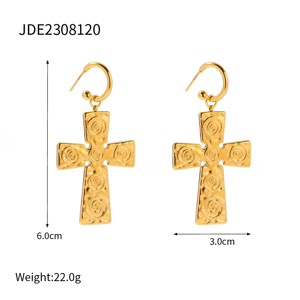 Crucifix 18K Gold Plated Earrings