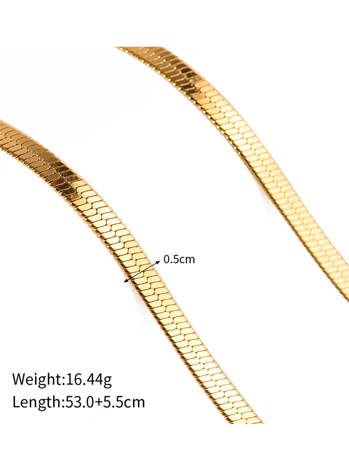 Vintage 18k Gold Plated Herringbone Snake Chain