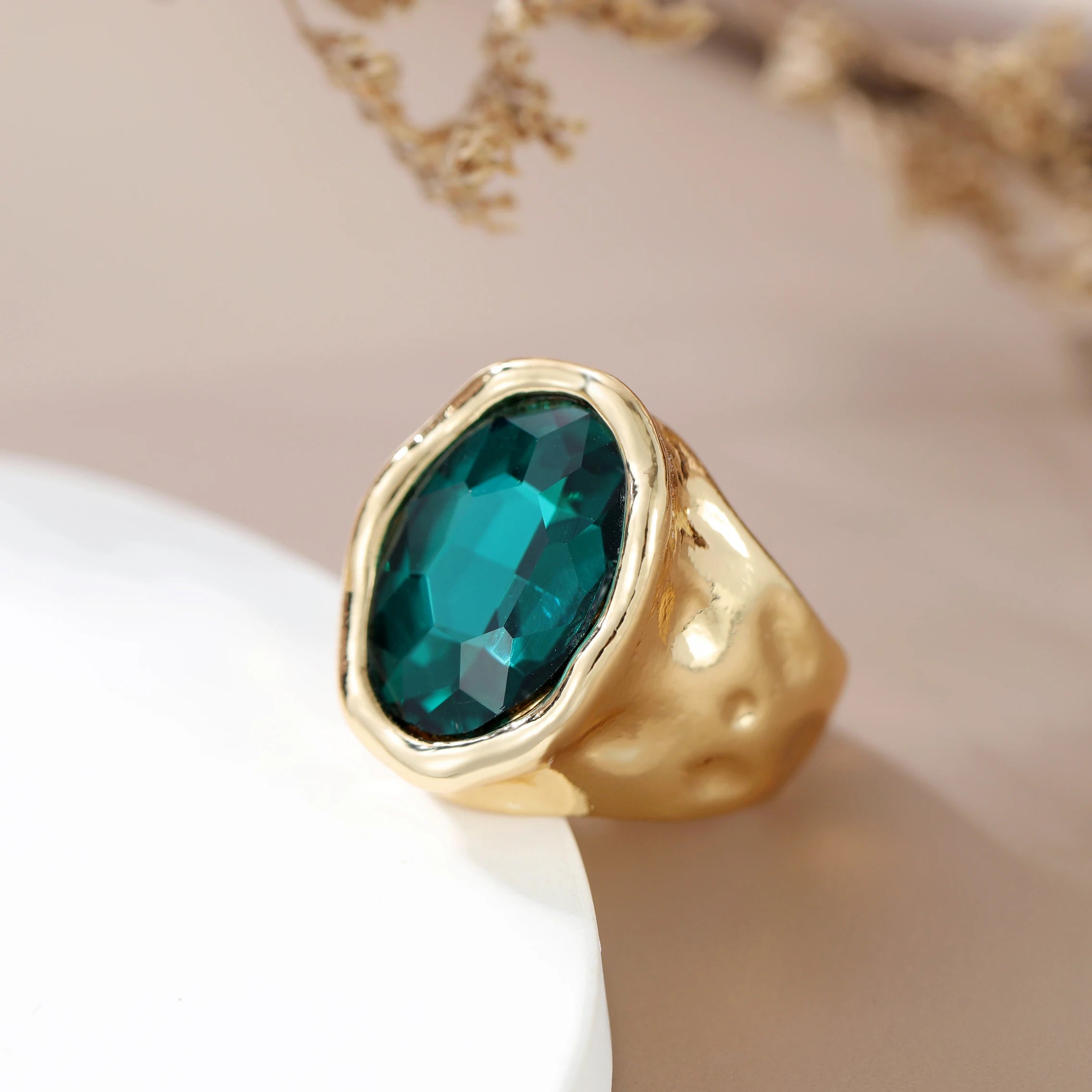 Ansley Emerald Limited Edition 18k Plated Crystal Ring