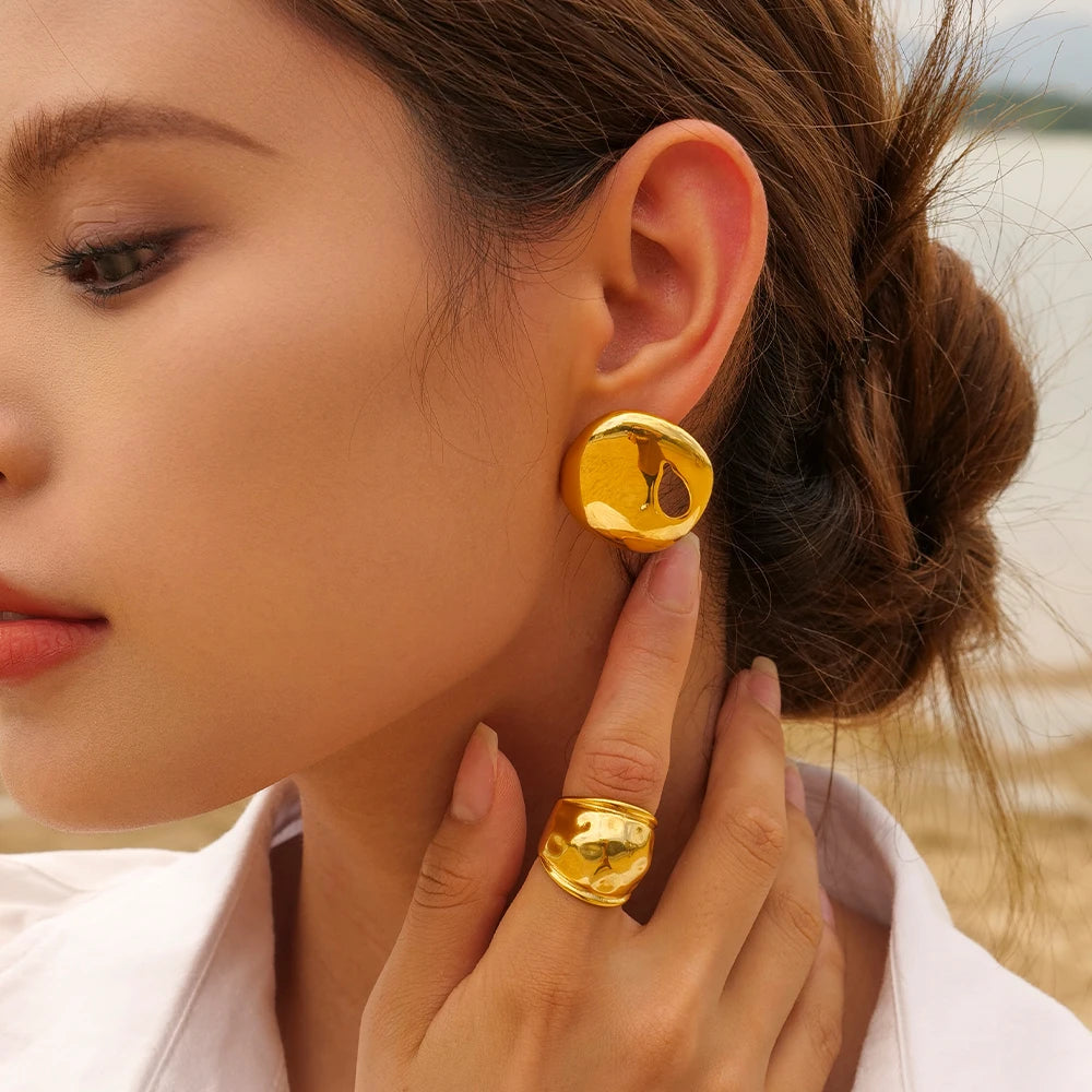 Geometric 18K Plated Gold Ring