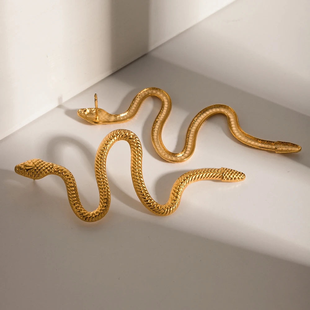 Serpentine 18K Gold Plated Earrings