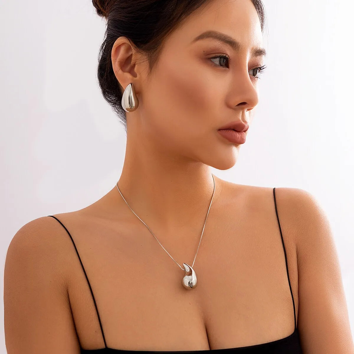 Kendal 2Pcs White Gold Plated Earrings & Necklace