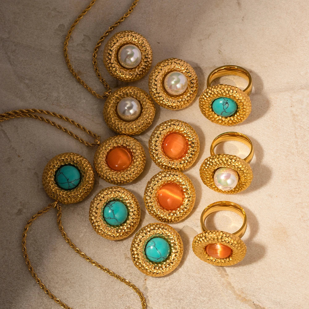 Cabo Gold Plated Earrings Necklace Rings