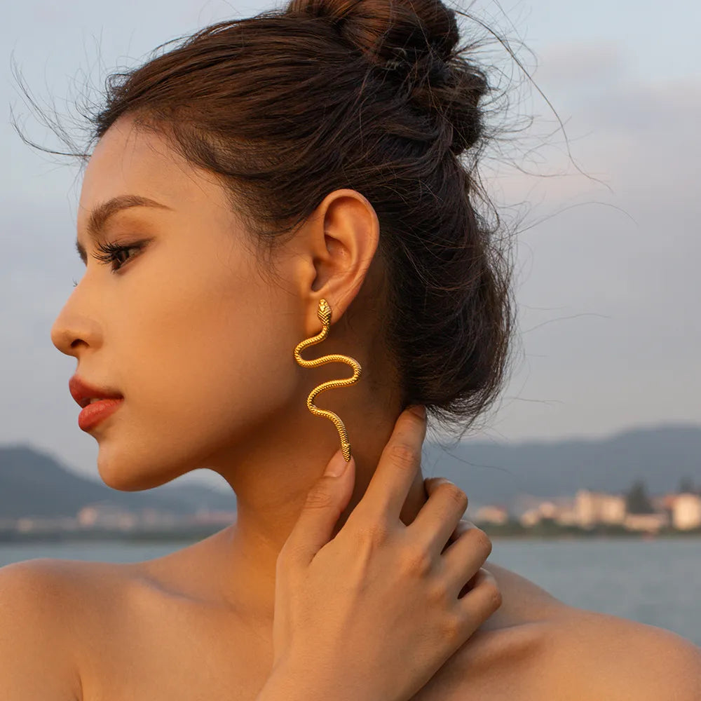 Serpentine 18K Gold Plated Earrings