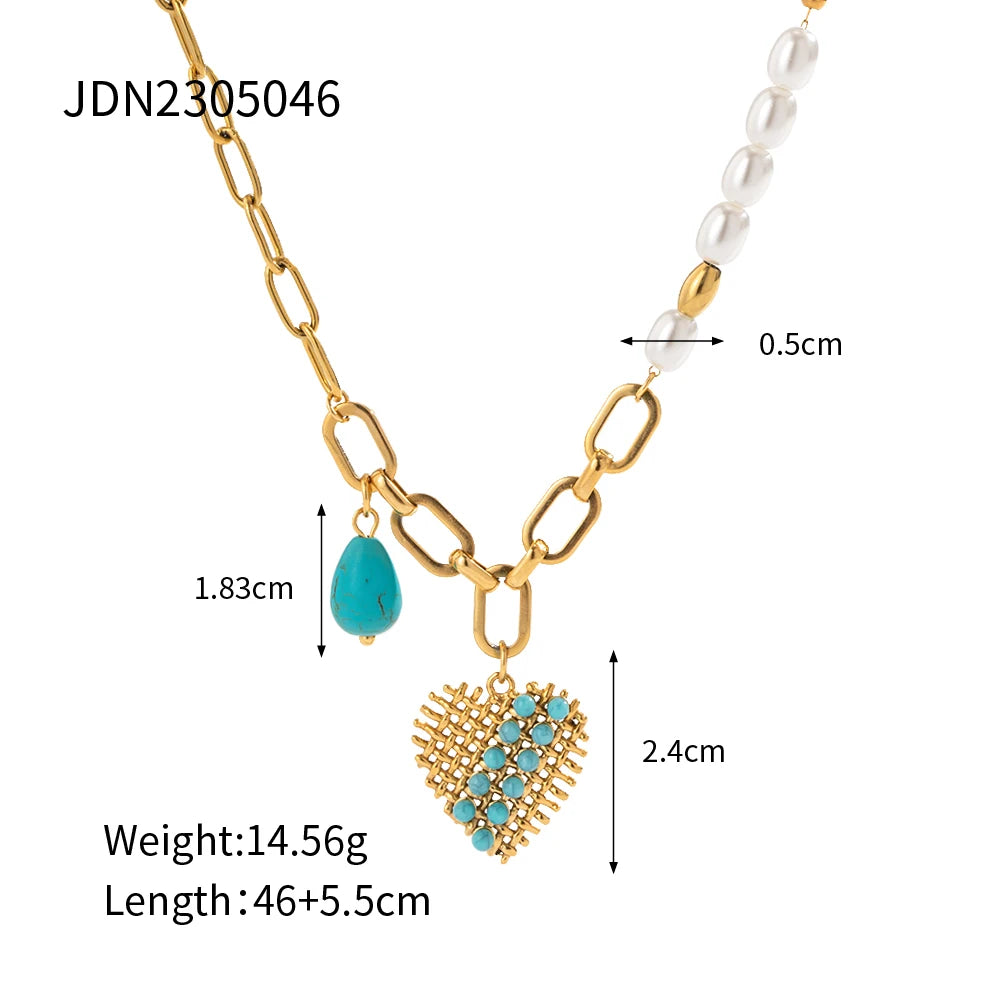 Turquoise Natural 18k Plated Rings Earrings Necklace
