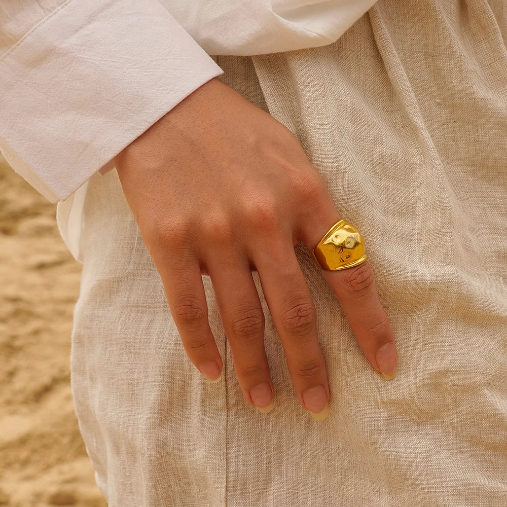 Geometric 18K Plated Gold Ring