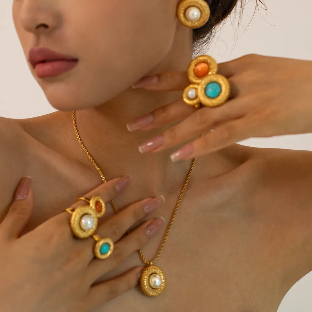 Cabo Gold Plated Earrings Necklace Rings