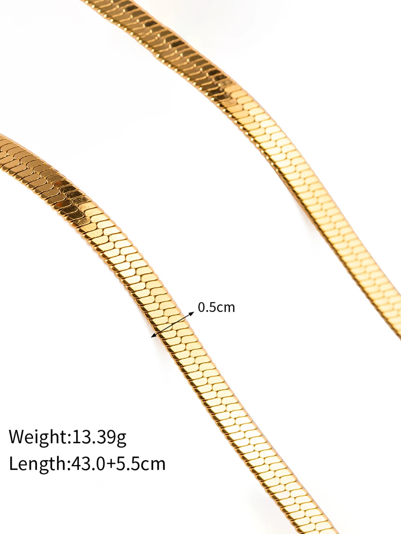 Vintage 18k Gold Plated Herringbone Snake Chain